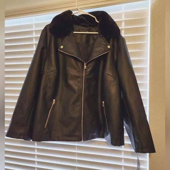 Marc New York Jackets & Blazers - Marc New York New with tags leather jacket with fur collar size 2x